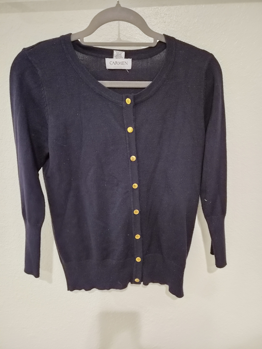 Carmen Women's Navy Button-Front Cardigan Sweater